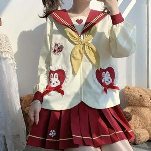 Conjuntos de ropa japonesa y coreana JK JK JK Sail Sail Traje Escuela de trajes Mujeres Cosplay Red White