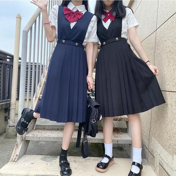 Ensembles de vêtements pour filles japonaises, robe chasuble sans manches pour femmes, uniforme de lycée JK, vêtements pour élèves de classe