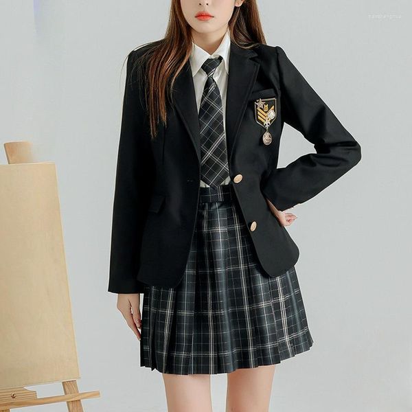 Ensembles de vêtements Japonais JK Écolière Costume à deux boutons Basic Printemps Été Femmes Fille Veste Collège Style À Manches Longues Uniforme Manteau Coréen