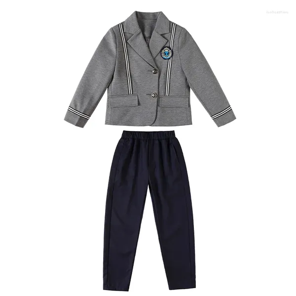 Ensembles de vêtements École japonaise Garçons Filles Uniforme Gris Blazer Costumes Jupe plissée Pantalon Étudiant Preppy