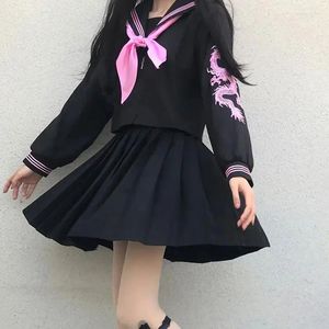 Kleding sets Japanse schoolmeisje uniform roze zilveren draken zeeman -outfit rok jk seifuku cos studentenkleding