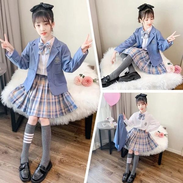 Conjuntos de ropa Escuela Japonesa uniforme de niña 3 piezas traje azul marino niños JK traje marinero blusa falda plisada conjunto ropa de estudiante adolescente