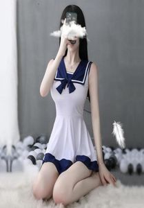 Conjuntos de ropa uniformes escolar japoneses para mujeres vestuario de cosplay de cospla de reverso de la marina de la marina del vestido de lencería sexy