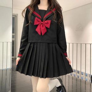 Kleding Sets Japanse schooluniforme meisje jk pak rode banden drie basistanor vrouwen sexy lente en herfst lange mouw