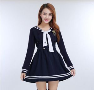 Kleding sets Japanse schooluniformen voor vrouwen Koreaanse marine Sailor Cotton Girls riemen rok rok met lange mouwen shirt stropdas