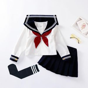 Ensembles de vêtements Uniformes scolaires japonais pour filles Costume de la marine pour femmes Costume JK Costume de marin Blouse plissée Jupe uniforme pour garçons CostumesClothing