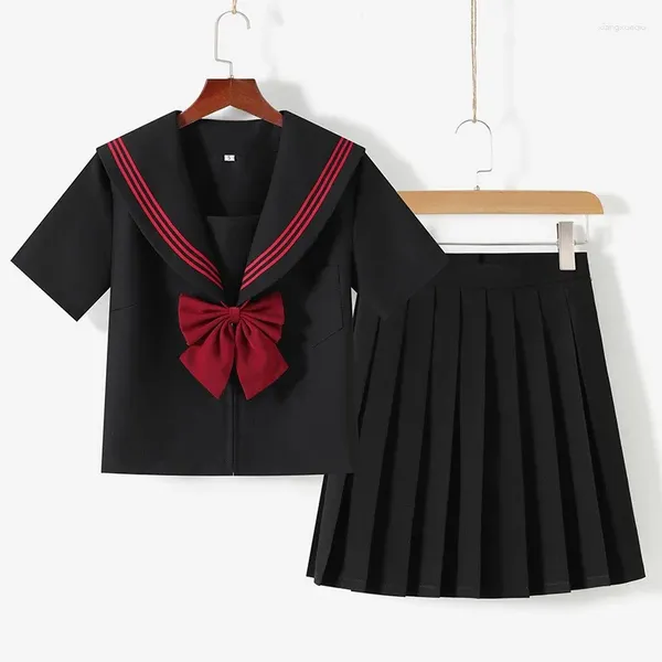 Ensembles de vêtements JK Uniforme Fille Anime Cosplay Sailor Costume Noir Collège Orthodoxe Style Japonais Coréen Étudiant École Classe Top Jupes