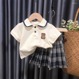 Ensembles de vêtements Jk Uniforme Filles Collège Style À Manches Courtes Jupe Plissée Costume Été Enfants Vêtements Princesse Coréen Survêtement