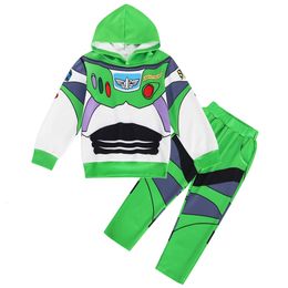 Ensembles de vêtements Jurebecia Boys Dress Up Costumes Buzz Lightyear Costume Hooded PulloverTrousers For Kids Halloween Christmas Outfit 230818