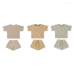 Ensembles de vêtements K5DD 0-3Y Baby Costume Été Tenue d'été 2 pièces Toddler Waffles T-shirt Short Sortage Girls Boy Genre Neutre Indoor