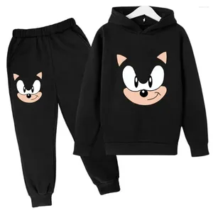 Kledingsets Kawaii One Piece hoodie Set voor meisjes anime hoodies broek 2pcs kinderen cartoon tiener tracksuits peuter kleding sportpak