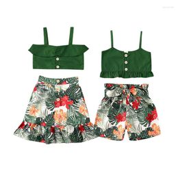 Ensembles de vêtements pour bébés filles, gilet d'été sans manches, hauts à volants, short avec nœud papillon, vêtements de 1 à 5 ans