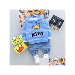 Set di abbigliamento Bambino Ragazzo Casual Completo con cappuccio Completo 1 2 3 4 Anni Simpatico cartone animato Stampa lettera T-shirt e jeans Costume per bambini X0401 Drop Del Otm3A