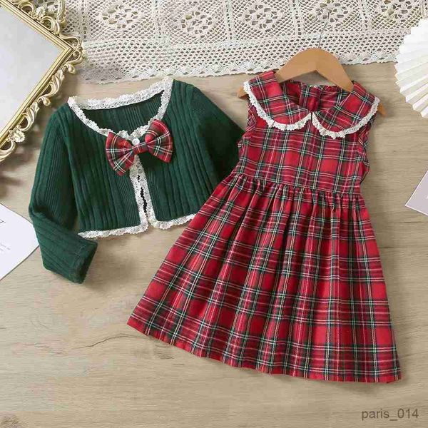 Conjuntos de ropa Conjuntos de vestidos de Navidad para niños para niñas Otoño Invierno Ropa de encaje de manga larga para niños