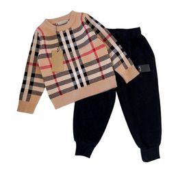 Conjuntos de roupas Kid Designer Sweater Duas Peças Roupas de Bebê Crianças Suéteres Pant Manga Longa Animal Faces Luxo Marca Top Quente e Comfo Dhvbz