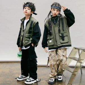 Ensembles de vêtements Kid Hip Hop Veste décontractée Tops Pantalon cargo tactique militaire pour les filles