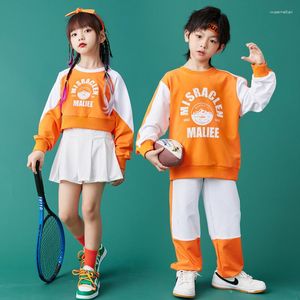 Conjuntos de ropa para niños, Tops informales de Hip Hop, falda con lentejuelas para niñas, traje de baile de Jazz, ropa de baile de salón, ropa de calle