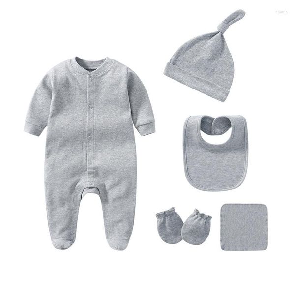 Ensembles de vêtements Kiddiezoom 5pcs Unisexe Baby Set Cotton Solid Born Bor Garber Girls Bibs Automne Hiver Infant Suits