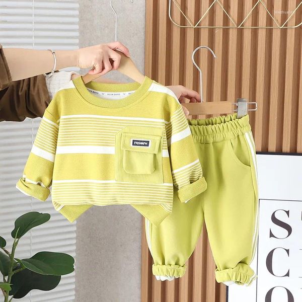 Vêtements Enfants enfants Baby Boy Boutique Vêtements 2024 Spring Striped Pullover T-shirts et pantalons à manches longues et pantalons pour les enfants Toddler Boys