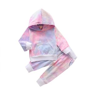 Kleding Sets Kids Baby Kleding Mode 2-delige Outfit Set Lange Mouw Tie-Dye Hoodie en Broek voor meisjes Jongens