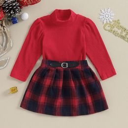 Ensembles de vêtements pour enfants bébé filles 2 pièces tenues automne à manches longues rouges