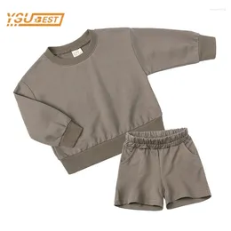 Ensemble de vêtements pour enfants pour bébés filles garçons à manches longues purs shorts lâches sports