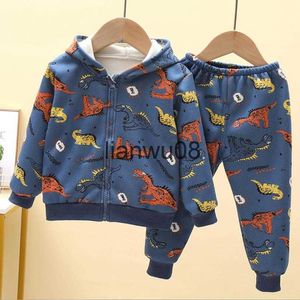 Kledingsets Kinderen Baby Hoody Vest Set Plus Fluwelen Warme Cartoon Trui Pak Herfst Winter Kleding Set Baby Kinderen jongens Meisjes Outfits x0828