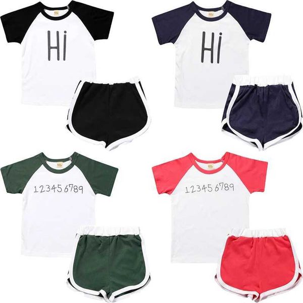 Ensembles de vêtements Kids Boy Clothing Set T-shit + Shorts pour fille Sports Suisse Corée Style Boys Vêtements Enfants LETTR