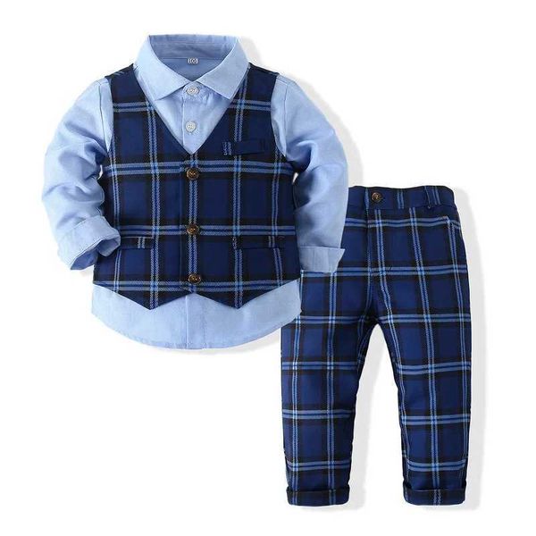 Ensembles de vêtements enfants garçon gentleman vêtements ensemble chemise à manches longues + gilet + pantalon tenues de garçon en bas âge pour tenues de robe de soirée de mariage