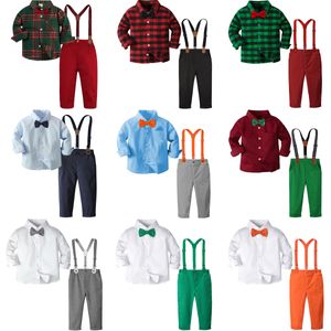 Kledingsets Kinderen Jongens Kerstoutfit Babydoop Dooppak Peuter Bruiloft Jarretelbroeksets Verjaardagsfeestje Kleding 3 STUKS 230912