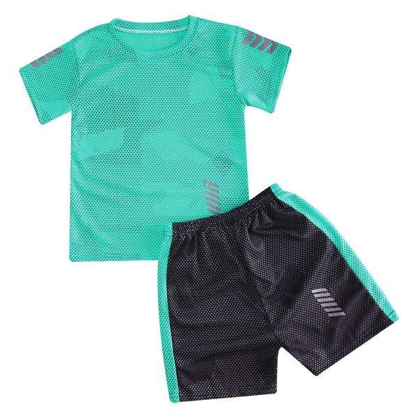 Ensembles de vêtements Enfants Garçons Rapidement Séchage Sport Costume Football Basket-Ball Jeu Formation Courir Été Sportswear À Manches Courtes T-shirt Ensemble Short Et Haut 230925