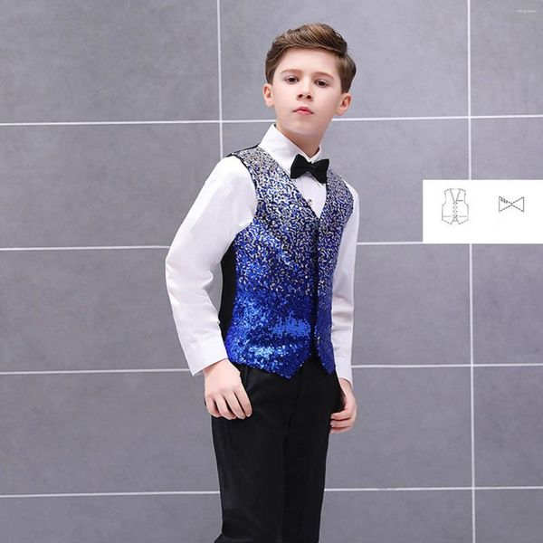 Ensembles de vêtements pour enfants garçons, gilet à paillettes, costume formel avec nœud papillon pour fête, chemise de 12 mois, leggings pour tout-petits 4t