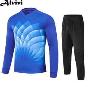 Conjuntos de ropa Niños Niños Fútbol Portero Uniforme Manga larga Almohadillas de esponja suave Pantalones superiores Fútbol Portero Traje deportivo Entrenamiento Partido Ropa deportiva 231207