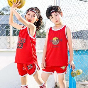 Conjuntos de ropa Niños Niños Deportes Baloncesto Ropa Traje 2024 Verano Niños Niños Pequeños Adolescentes Bebé Moda Chaleco Camiseta 2pcs Ropa deportiva