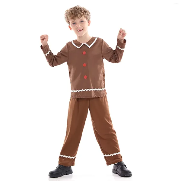 Ensembles de vêtements enfants Noël pain d'épice homme costume enfants hauts et pantalons costume cosplay pour garçons