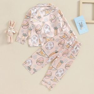 Ensembles de vêtements pour enfants pyjamas de Noël mignon baby pjs santa gingerbread elk lait biscuit imprimer bouton-terre et pantalon