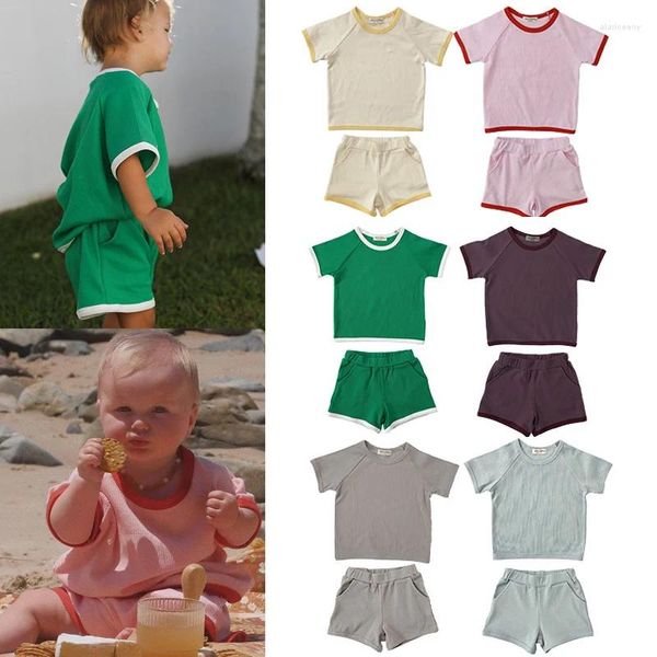 Ensembles de vêtements pour enfants, 2 pièces, Design de marque, pour bébés garçons et filles, t-shirts à manches courtes et Shorts, 2 pièces, hauts pour tout-petits, 2024