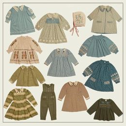 Ensembles de vêtements Vêtements pour enfants APO Brand 2024 Automne Toddler Girls T-shirts broderie Pantalons de fleurs