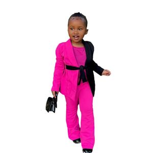 Kleding Sets Kinderkleding Girl Children s van 2 tot 8 jaar Colorblock Blazer broek Kindmeisjes broek Set 231130