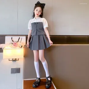 Kledingsets Kinderkleding Girls 2024 Top geplooide rok 2 stks Set maat 120-170cm Retail