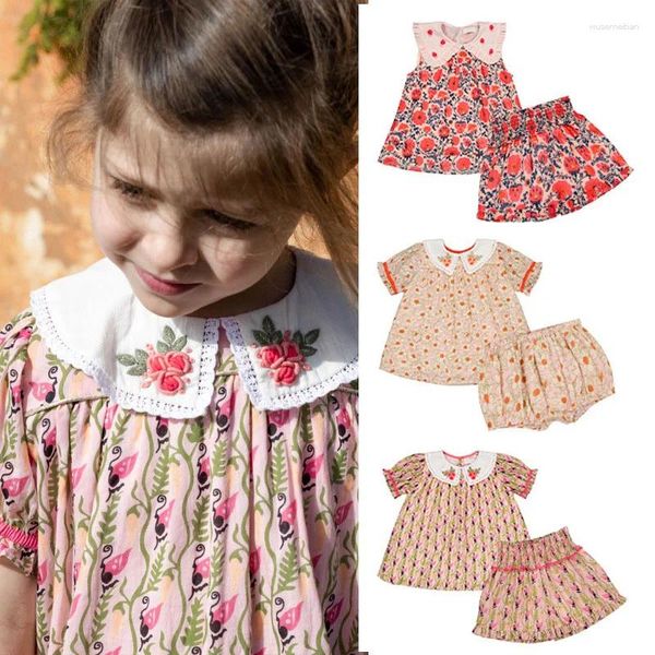 Conjuntos de ropa Ropa para niños Niñas BA Marca Summer Baby Girl Outfit Set Estampado de flores Camiseta y pantalones cortos Blusa linda Diseñador de moda 1-10Y