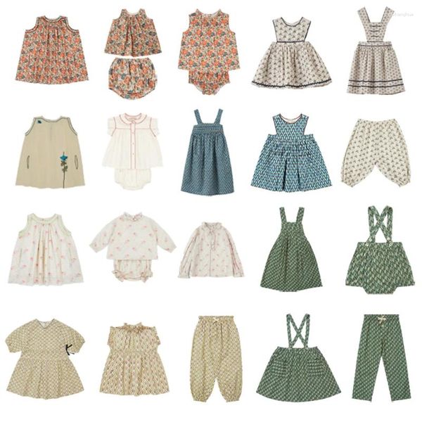 Conjuntos de ropa ropa para niños Girlas Brand Baby Girl Dress Traje de flor, blusa de manga corta y trajes de floración