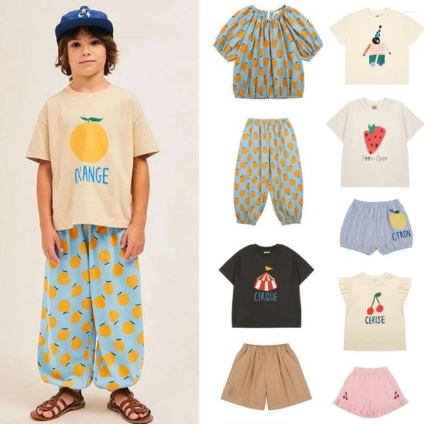 Conjuntos de ropa Ropa para niños Jelly Brand 2024 Summer Boys Camiseta informal Clotos de estampado lindos Fashion Niñas para niñas Tops de algodón