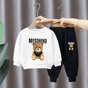 Kledingsets Kinderkleding Spring en herfstjas Kinderen S Cartoon Gedrukte Hoodie Boys Girls Girls Long Sleeve broek Twee -delige pak