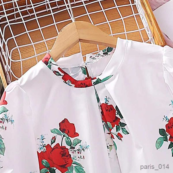 Ensembles de vêtements pour filles, ensemble de vêtements pour enfants, nouvelle mode printemps-automne, imprimé Floral Rose rouge, Long, 7-14 ans