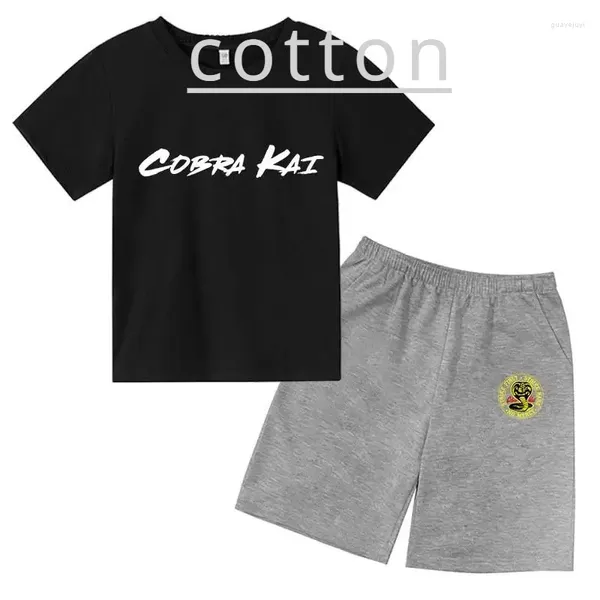 Ensembles de vêtements pour enfants cobra kai imprimer d'été à manches courtes à manches courtes t-shirts coton short pantal