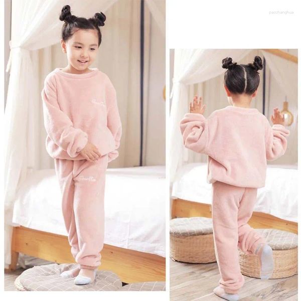 Vêtements Ensembles enfants Coral Fleep Pyjama Set Baby Boys Filles Filles hivernales chaudes plus velours