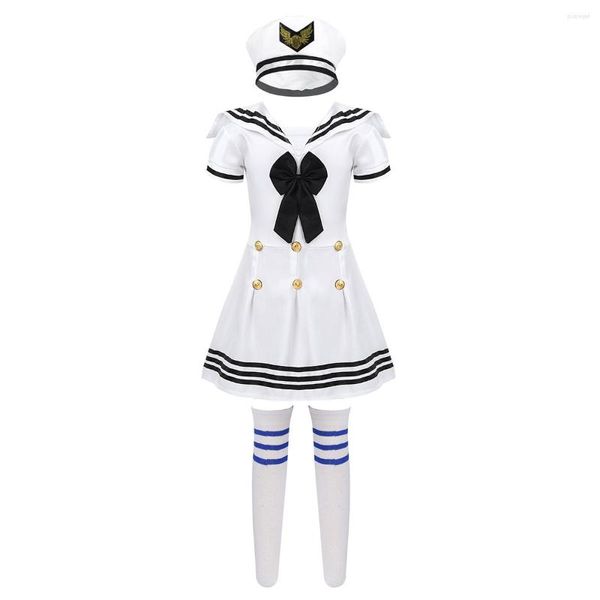 Ensembles de vêtements Costumes pour enfants pour l'uniforme de marin de la marine Halloween Cosplay Girls Party Choir School Dance Performance Dress avec chapeau de bas