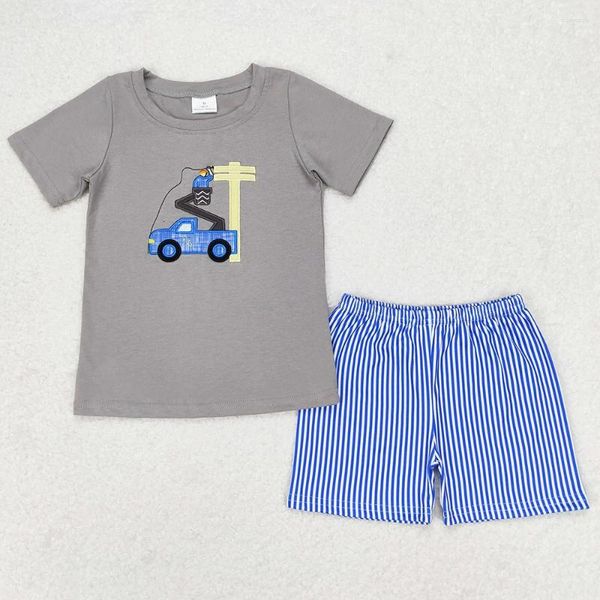 Ensembles de vêtements pour enfants Designer Boys Construction Line Man broderie Shirts Top Shorts Summer Baby Baby Clothes Wholesale