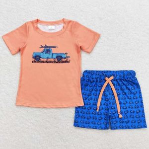 Kledingsets Kids Designer Designer Kleding Baby jongens Truck Shirt Top Crab Shorts Zomer schattige groothandel kinderen Outfits